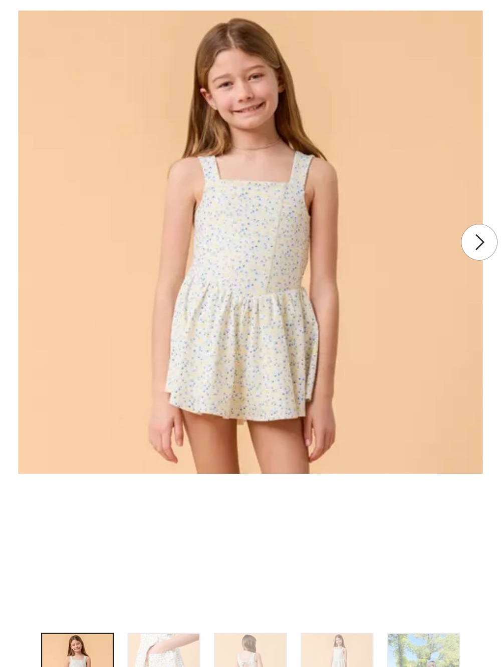 Blogilates Girls' Mommy & Me Princess Bow Back Dress - White Floral Print- XL/14